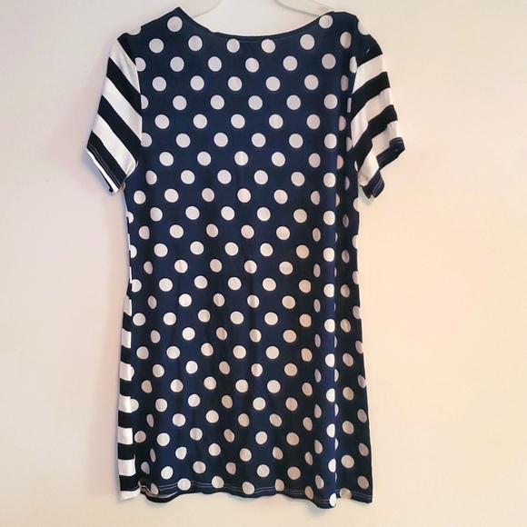 12Pm by Mon Ami Women's Polka Dot/Striped Cap Sleeve Tee - Picture 3 of 5